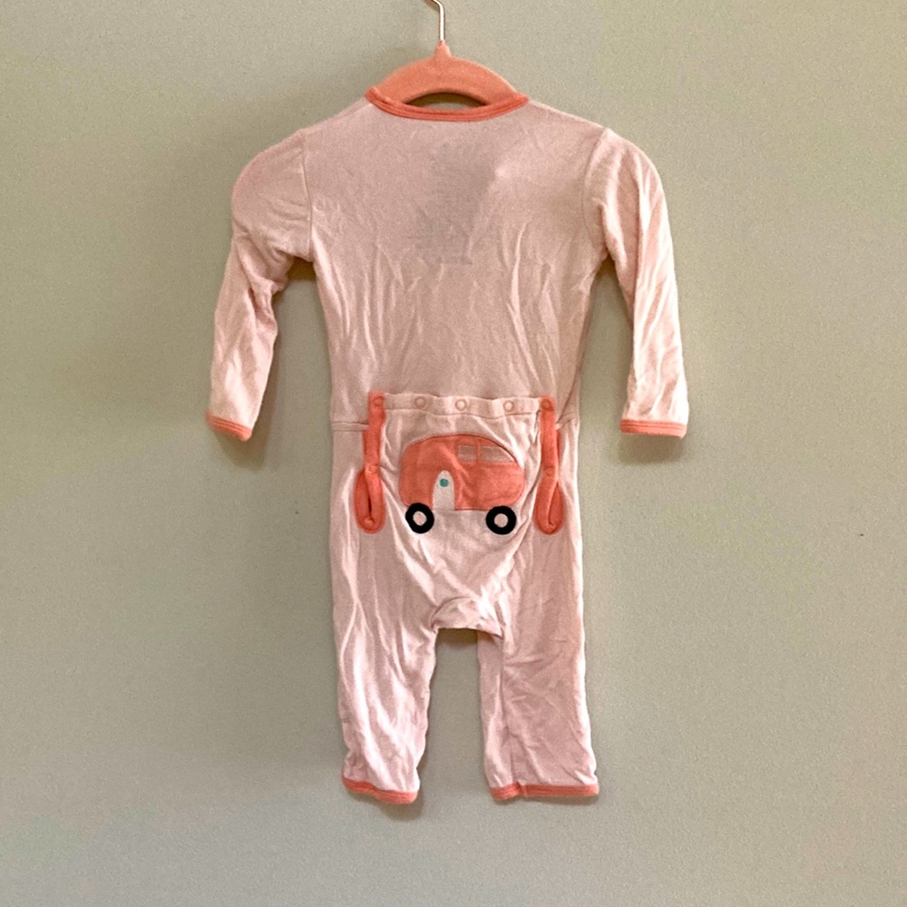 Kickee Pants coverall in pink camper. Size 0-3 months